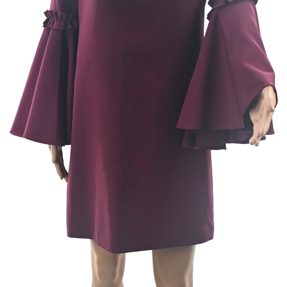 MILLY Cady Burgundy Red Bell Sleeves Mini Dress 4 Holiday USA Classic Maximalist - Picture 5 of 12